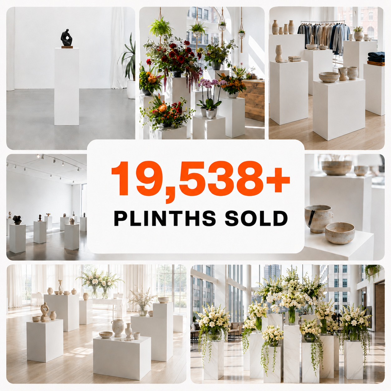 Cardboard Floral Plinth Set (3 x 100cm Plinths With Artificial Flower Opening)