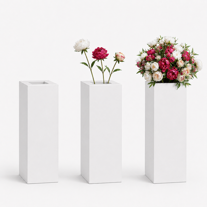 Cardboard Floral Plinth Set (3 x 100cm Plinths With Artificial Flower Opening)