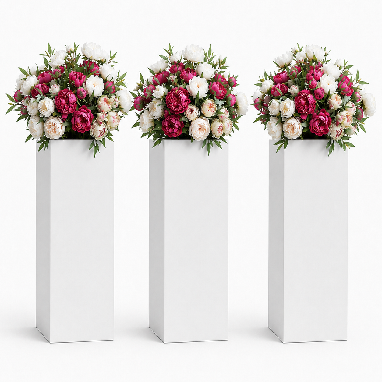 Cardboard Floral Plinth Set (3 x 100cm Plinths With Artificial Flower Opening)