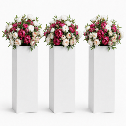 Cardboard Floral Plinth Set (3 x 100cm Plinths With Artificial Flower Opening)