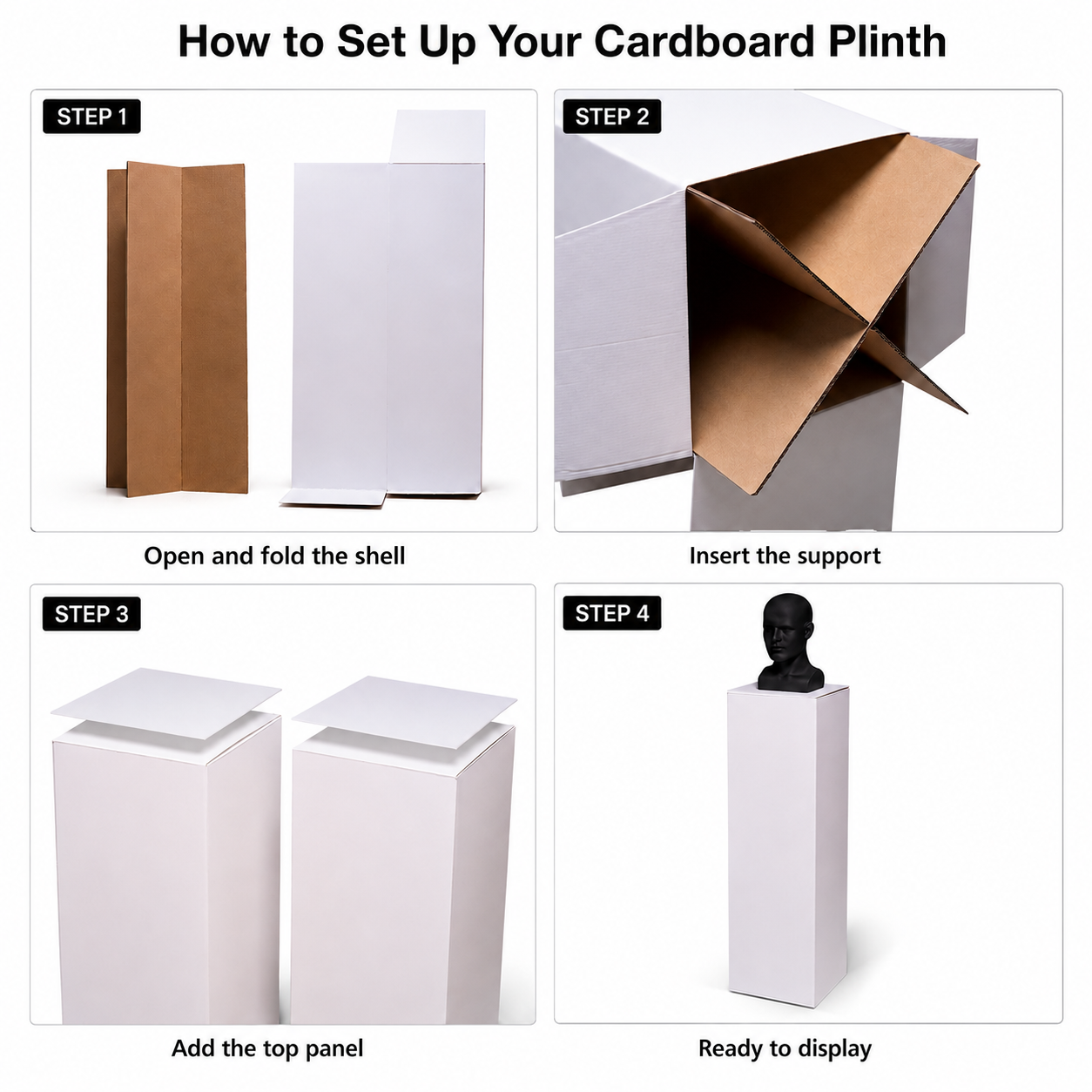 Cardboard Floral Plinth Set (3 x 100cm Plinths With Artificial Flower Opening)